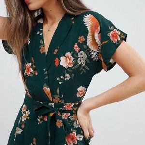 Missguided Floral Tie Waist Jumpsuit
